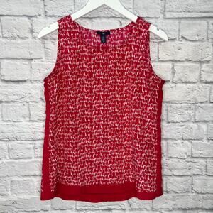 Gap Sleeveless Tunic Tank Top Size S Raspberry Red Geo Print